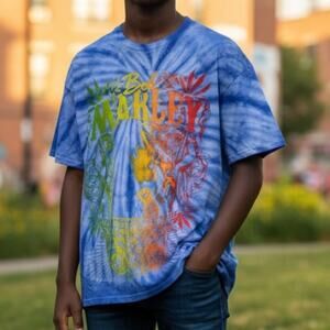 Bob Marley Blue Tie-Dye XLarge Short Sleeve Licensed T-Shirt